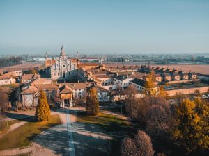 Aerial,View,Pavia,,Italy,Certosa,Di,Pavia,A,Historical,Monumental